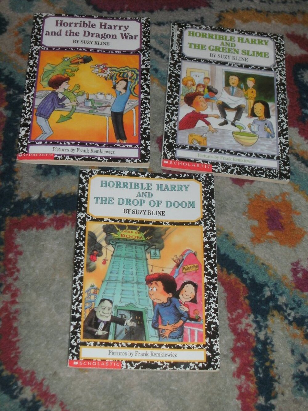 3 HORRIBLE HARRY Suzy Kline Paperback Books ~ Drop of Doom ~ Dragon War ~ Slime